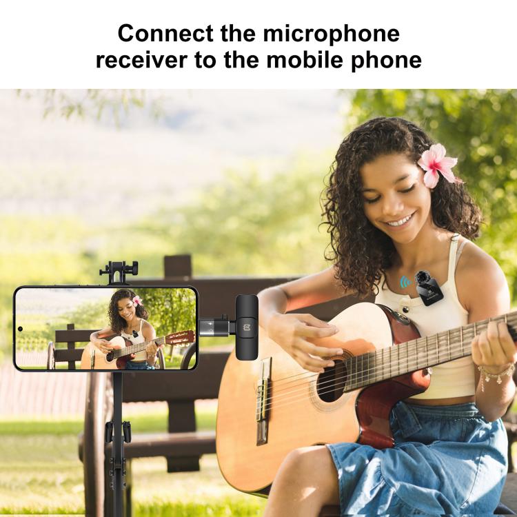 PULUZ Wireless Lavalier Noise Reduction Reverb Microphones for Type-C Phone, Type-C Receiver and Dual Microphones, with OTG Adapter