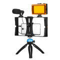 PULUZ 4 in 1 Vlogging Live Broadcast LED Selfie Light Smartphone Video Rig Kits with Microphone + Tripod Mount + Cold Shoe Tripod Head for iPhone, Galaxy, Huawei, Xiaomi, HTC, LG, Google, and Other Smartphones, 4-in-1(Blue), 4 in 1, 4-in-1(US)         ...