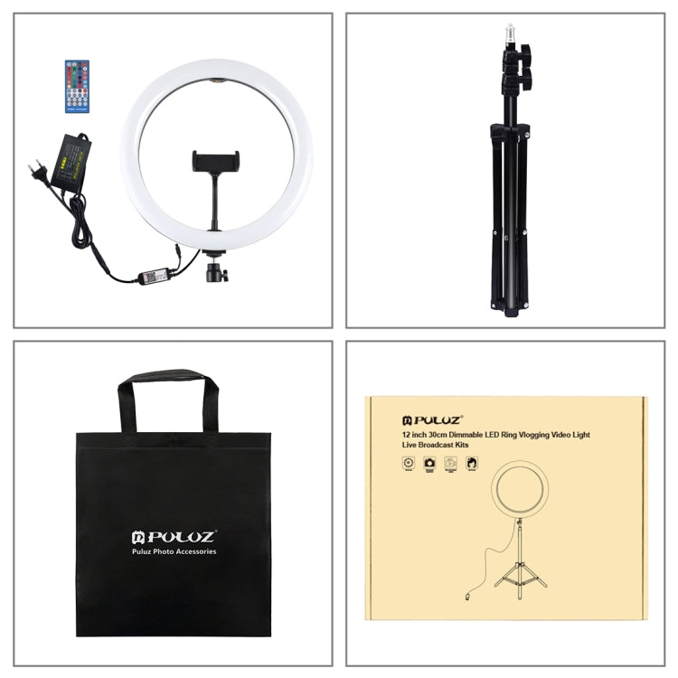 PULUZ 11.8 inch 30cm RGB Light 1.1m Tripod Mount Dimmable LED Ring Vlogging Selfie Photography Video Lights Live Broadcast Kits with Cold Shoe Tripod Ball Head & Phone Clamp, 12 inch RGB+Tripod(EU), 12 inch RGB+Tripod(UK), 11.8 inch RGB+Tripod(AU)     ...