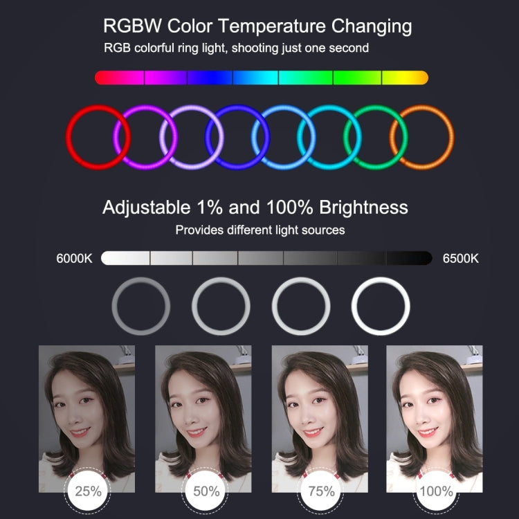 PULUZ 11.8 inch 30cm RGB Light 1.1m Tripod Mount Dimmable LED Ring Vlogging Selfie Photography Video Lights Live Broadcast Kits with Cold Shoe Tripod Ball Head & Phone Clamp, 12 inch RGB+Tripod(EU), 12 inch RGB+Tripod(UK), 11.8 inch RGB+Tripod(AU)     ...