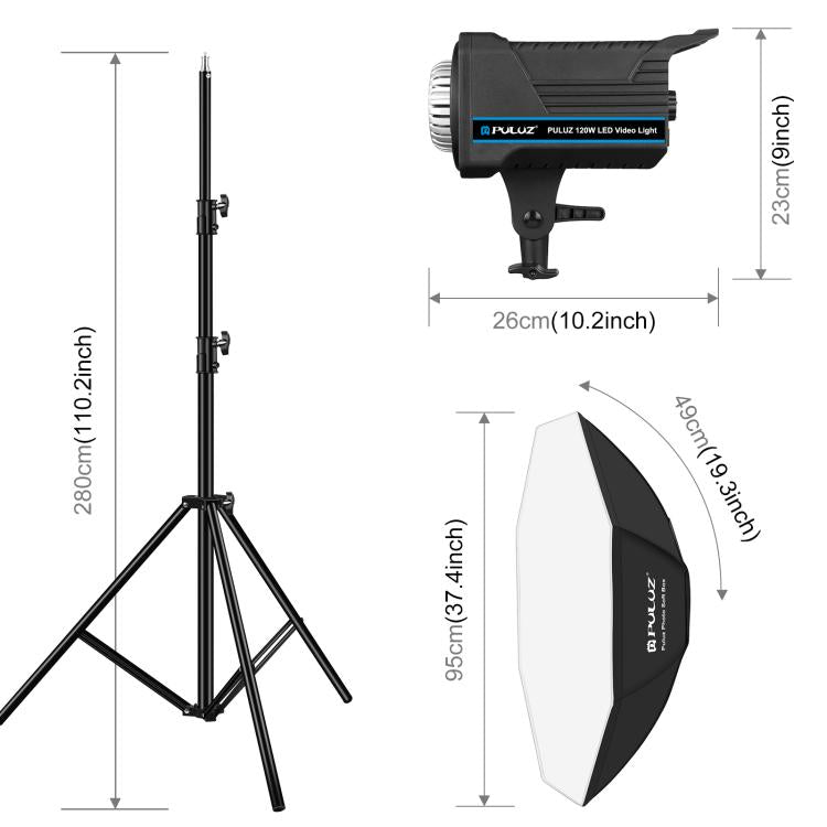 PULUZ 120W Photo Studio Strobe Flash Light Kit with Softbox Reflector & Tripod, 120W 2700K-6500K Light Kit US Plug, 120W 2700K-6500K Light Kit AU Plug, 120W 2700K-6500KK Light Kit EU Plug, 120W 2700K-6500K Light Kit UK Plug