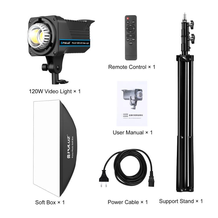 PULUZ 120W Photo Studio Strobe Flash Light Kit with Softbox Reflector & Tripod, Rectangle 120W 2700K-6500K Light Kit AU Plug, Rectangle 120W 2700K-6500K Light Kit EU Plug, Rectangle 120W 2700K-6500K Light Kit UK Plug                                    ...