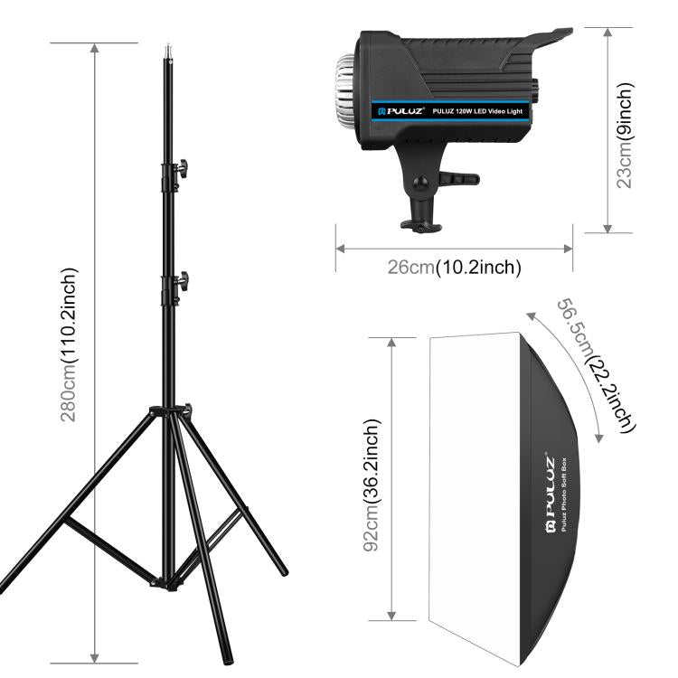 PULUZ 120W Photo Studio Strobe Flash Light Kit with Softbox Reflector & Tripod, Rectangle 120W 2700K-6500K Light Kit AU Plug, Rectangle 120W 2700K-6500K Light Kit EU Plug, Rectangle 120W 2700K-6500K Light Kit UK Plug                                    ...