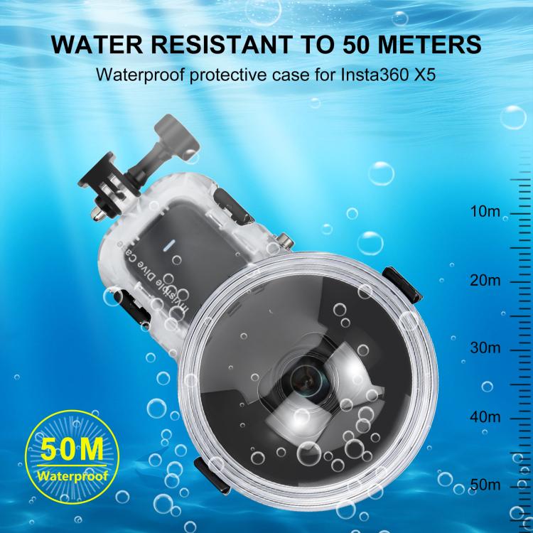 For Insta360 X5 PULUZ Pro-Level 50m Waterproof Sealed Diving Case