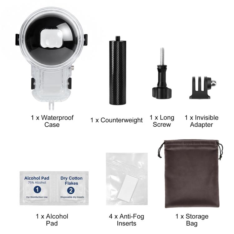For Insta360 X5 PULUZ Pro-Level 50m Waterproof Sealed Diving Case