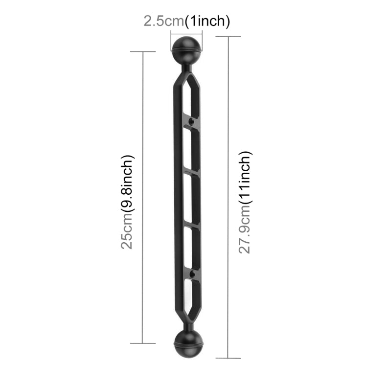 PULUZ 11.0 inch 27.9cm Aluminum Alloy Dual Balls Arm, Ball Diameter: 25mm, 11.0 inch (Black), 11.0 inch (Blue), 11.0 inch (Red)