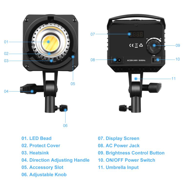 PULUZ 220V 120W Studio Video Light Dual Color Temperature Built-in Dissipate Heat System with Remote Control, 120W 2700K-6500K AU Plug, 120W 2700K-6500K EU Plug, 120W 2700K-6500K UK Plug, 120W 2700K-6500K US Plug