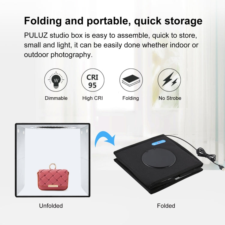 PULUZ 25cm Folding Portable Ring Light Photo Lighting Studio Shooting Tent Box with 12 Colors Backdrops, Size: 25cm x 25cm x 25cm, 25cm High CRI Box, 25cm High CRI Box US