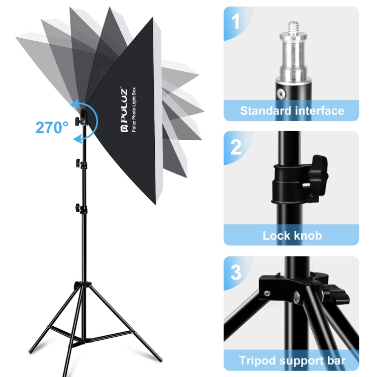 PULUZ 50x70cm Studio Softbox + 2m Tripod Mount + Single 220V E27 30W 5700K White Light LED Bulb Photography Kit, Single Bulb EU Plug, Single Bulb US Plug, Single Bulb EU Plug (RU)