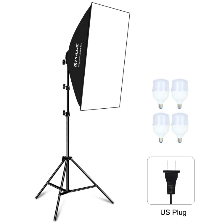 PULUZ 50x70cm Studio Softbox + 2m Tripod Mount + 4 x 220V E27 20W 5700K White Light LED Light Bulb Photography Lighting Kit, 4 x Bulb EU Plug (RU), 4 x Bulb EU Plug, 4 x Bulb US Plug