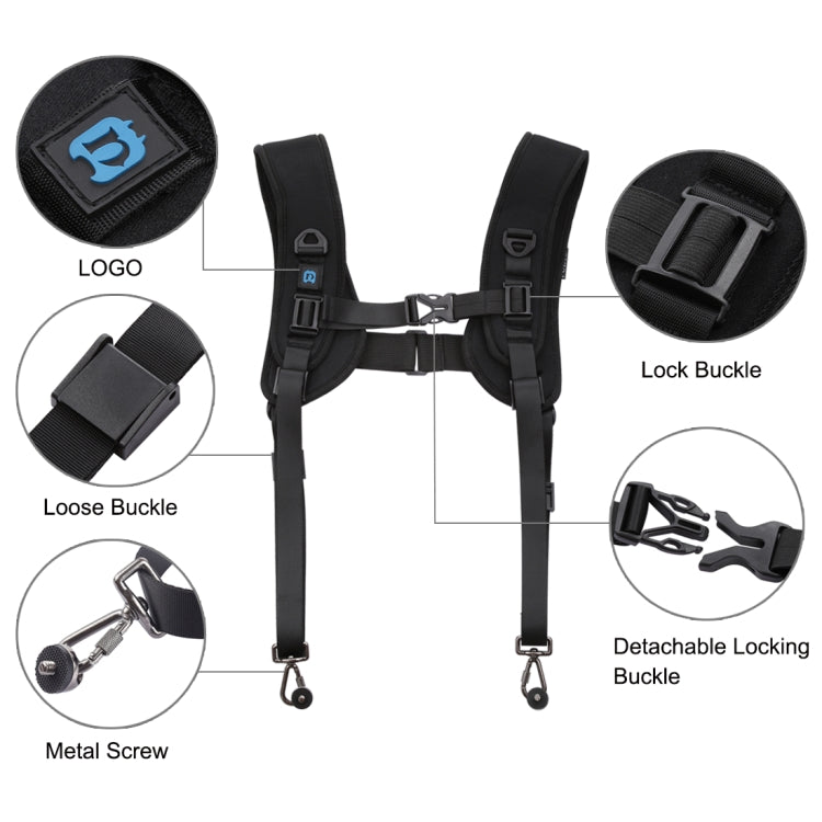 PULUZ Quick Release Double Shoulder Harness Soft Pad Decompression Foam Strap Belt for DSLR Digital Cameras, Double Shoulder(AE), Double Shoulder