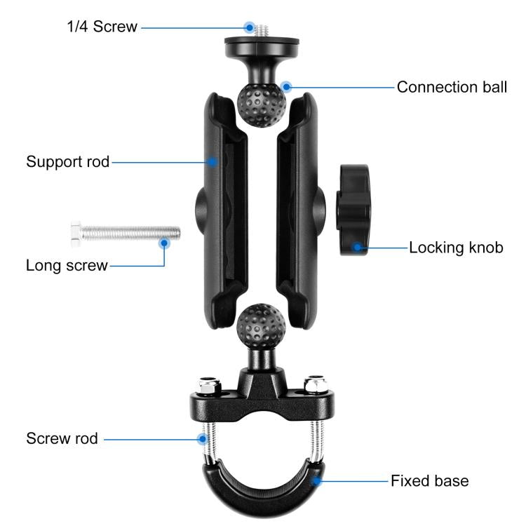 PULUZ Motorcycle Handlebar Fixed Mount U-Bolt Base Holder for DJI, Insta360, GoPro and Other Action Cameras, Handlebar Mount