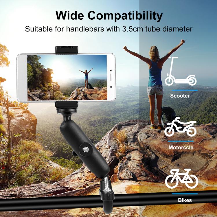 PULUZ Motorcycle Handlebar Fixed Mount U-Bolt Base Holder for DJI, Insta360, GoPro and Other Action Cameras, Handlebar Mount