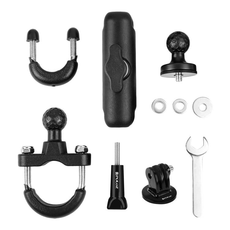 PULUZ Motorcycle Handlebar Fixed Mount U-Bolt Base Holder for DJI, Insta360, GoPro and Other Action Cameras, Handlebar Mount