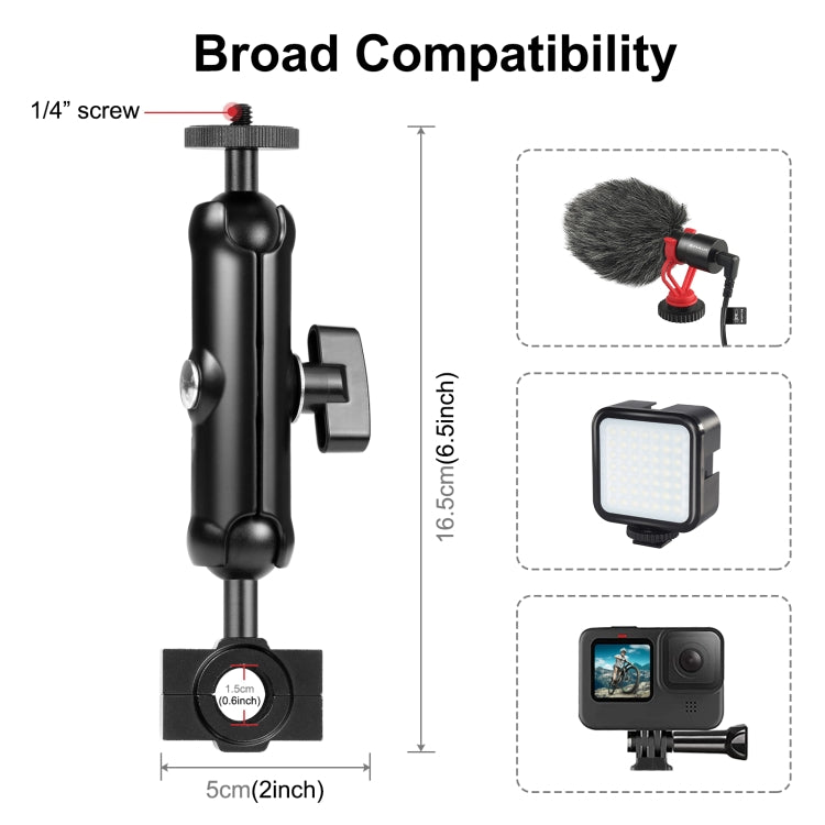 PULUZ Motorcycle Holder Rearview Mirror Fixed Mount for DJI, Insta360, GoPro and Other Action Cameras, Rearview Mirror Mount
