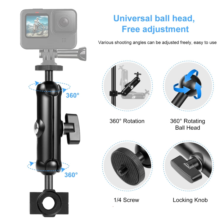 PULUZ Motorcycle Holder Rearview Mirror Fixed Mount for DJI, Insta360, GoPro and Other Action Cameras, Rearview Mirror Mount