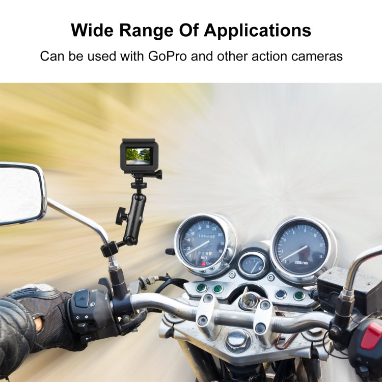 PULUZ Motorcycle Holder Rearview Mirror Fixed Mount for DJI, Insta360, GoPro and Other Action Cameras, Rearview Mirror Mount
