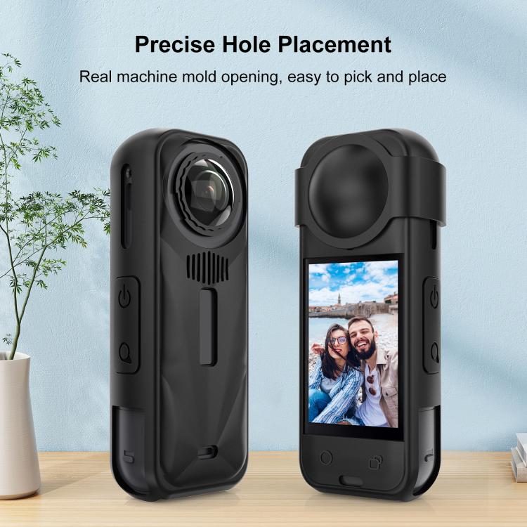 For Insta360 X5 PULUZ Silicone Protective Case with Lens Cover, Silicone Case with Lens Cover (Black), Silicone Case with Lens Cover (Blue), Silicone Case with Lens Cover (Red)
