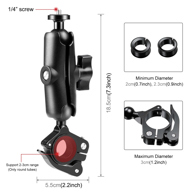 PULUZ Motorcycle O-Clip Quick Release Clamp Handlebar Fixed Mount Holder for DJI, Insta360, GoPro and Other Action Cameras, O-Clip Mount