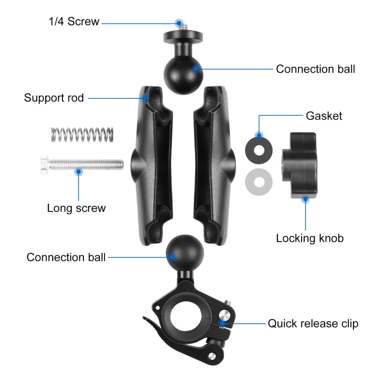 PULUZ Motorcycle O-Clip Quick Release Clamp Handlebar Fixed Mount Holder for DJI, Insta360, GoPro and Other Action Cameras, O-Clip Mount