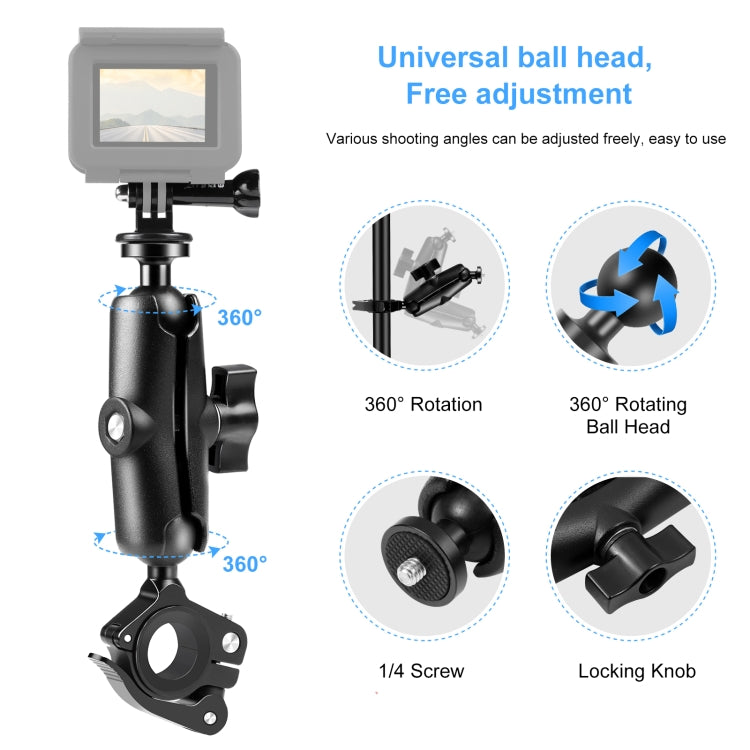 PULUZ Motorcycle O-Clip Quick Release Clamp Handlebar Fixed Mount Holder for DJI, Insta360, GoPro and Other Action Cameras, O-Clip Mount
